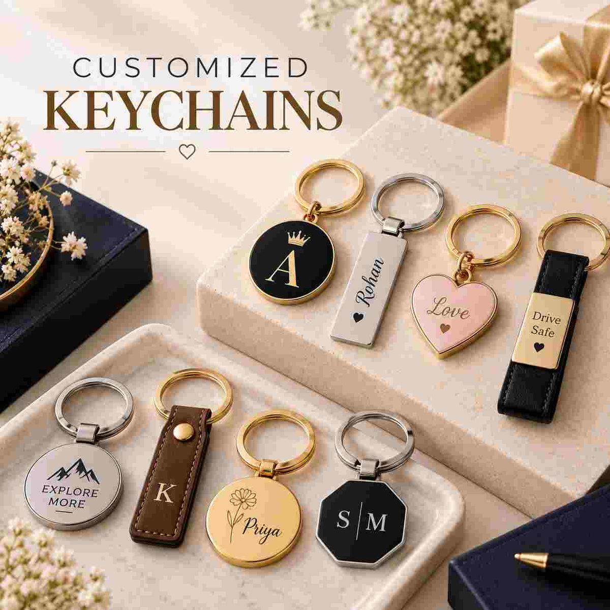 customized keychains with names and initials