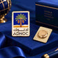 1. Personalized  logo lapel pin displayed with a royal blue gift box and elegant corporate gifting setup.