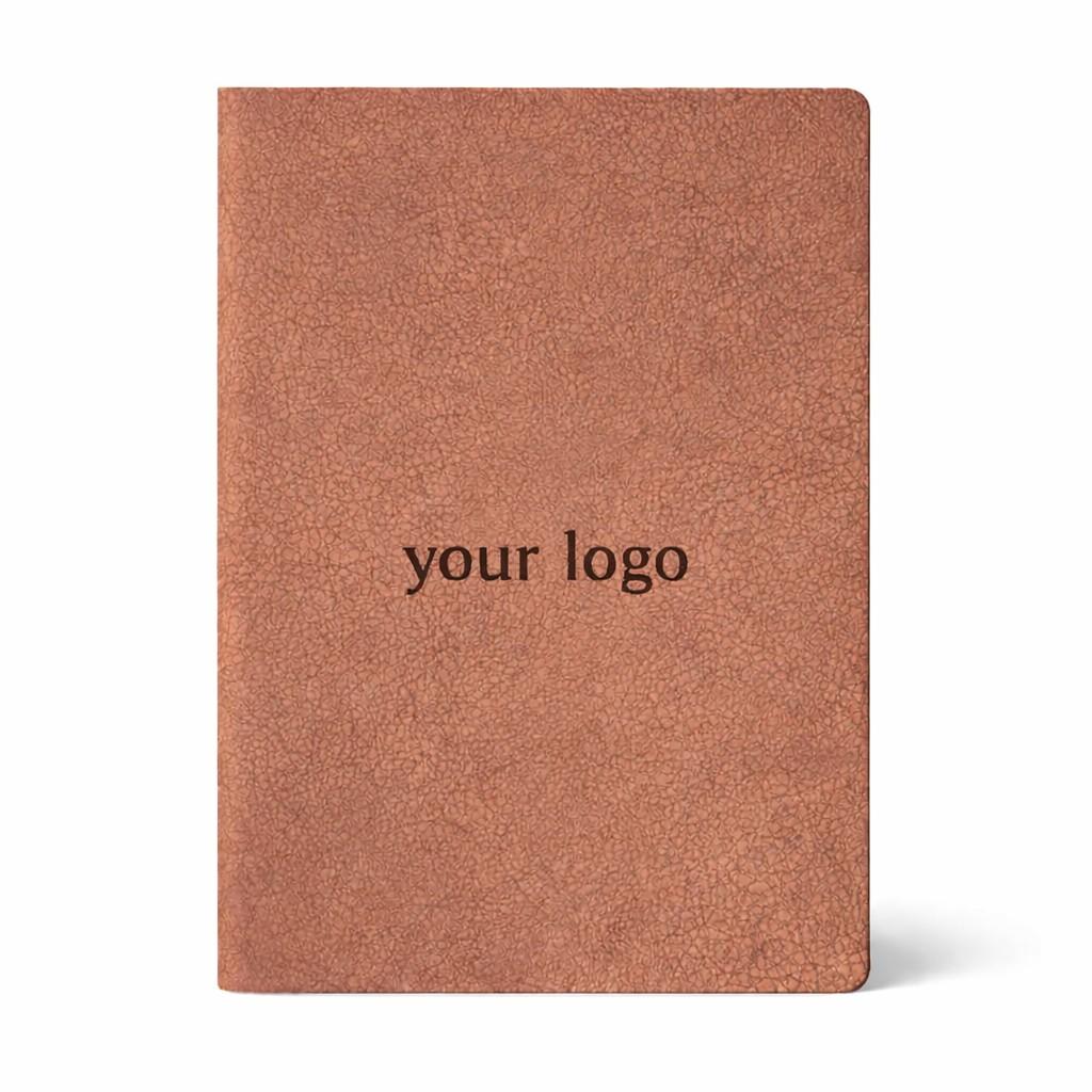 Custom brown leather diary with company logo printing, premium corporate notebook for bulk gifting and B2B orders.