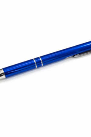 Blue premium metal ball pen with silver trim for office and corporate use